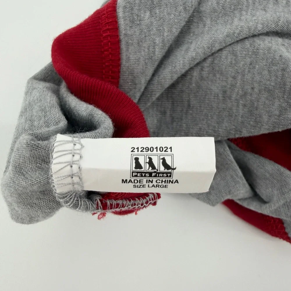 Pets‎ First Alabama Crimson Tide Dog Hoodie Large Gray Red Raglan NCAA Pet Shirt